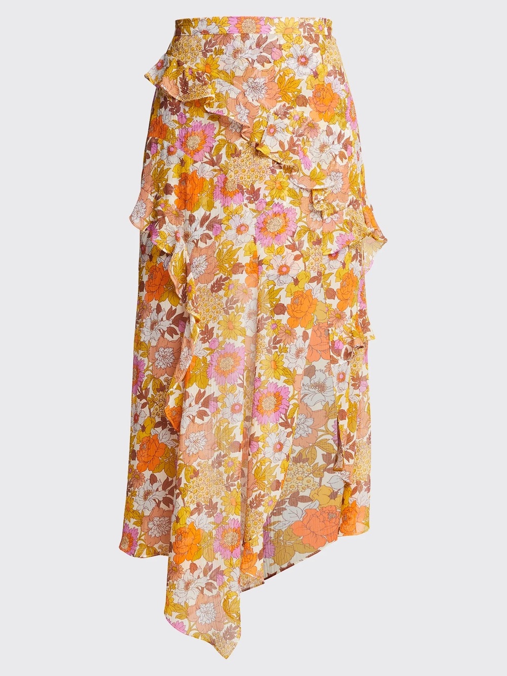 Veronica Beard 100% Silk Eleonora Slit Ruffle Floral-Print Skirt. L23